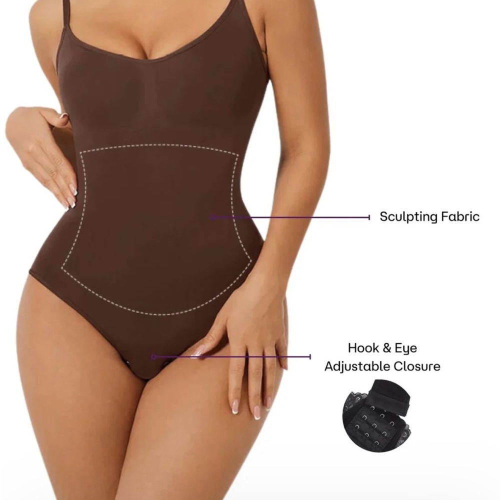 Brown Ribbed Shape Wear/Thong - Picture 2 of 4